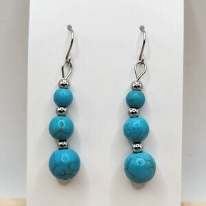 Handmade Triple Stone Turquoise Earrings